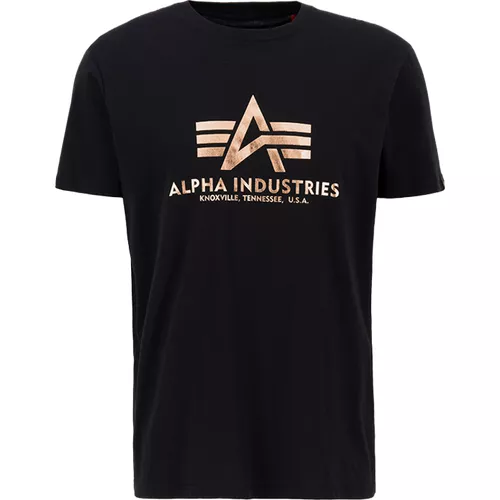 Alpha Industries Tričko  Basic T-Shirt černá | zlatá FOIL