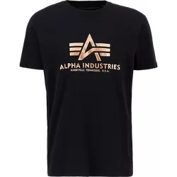 Alpha Industries Tričko  Basic T-Shirt černá | zlatá FOIL